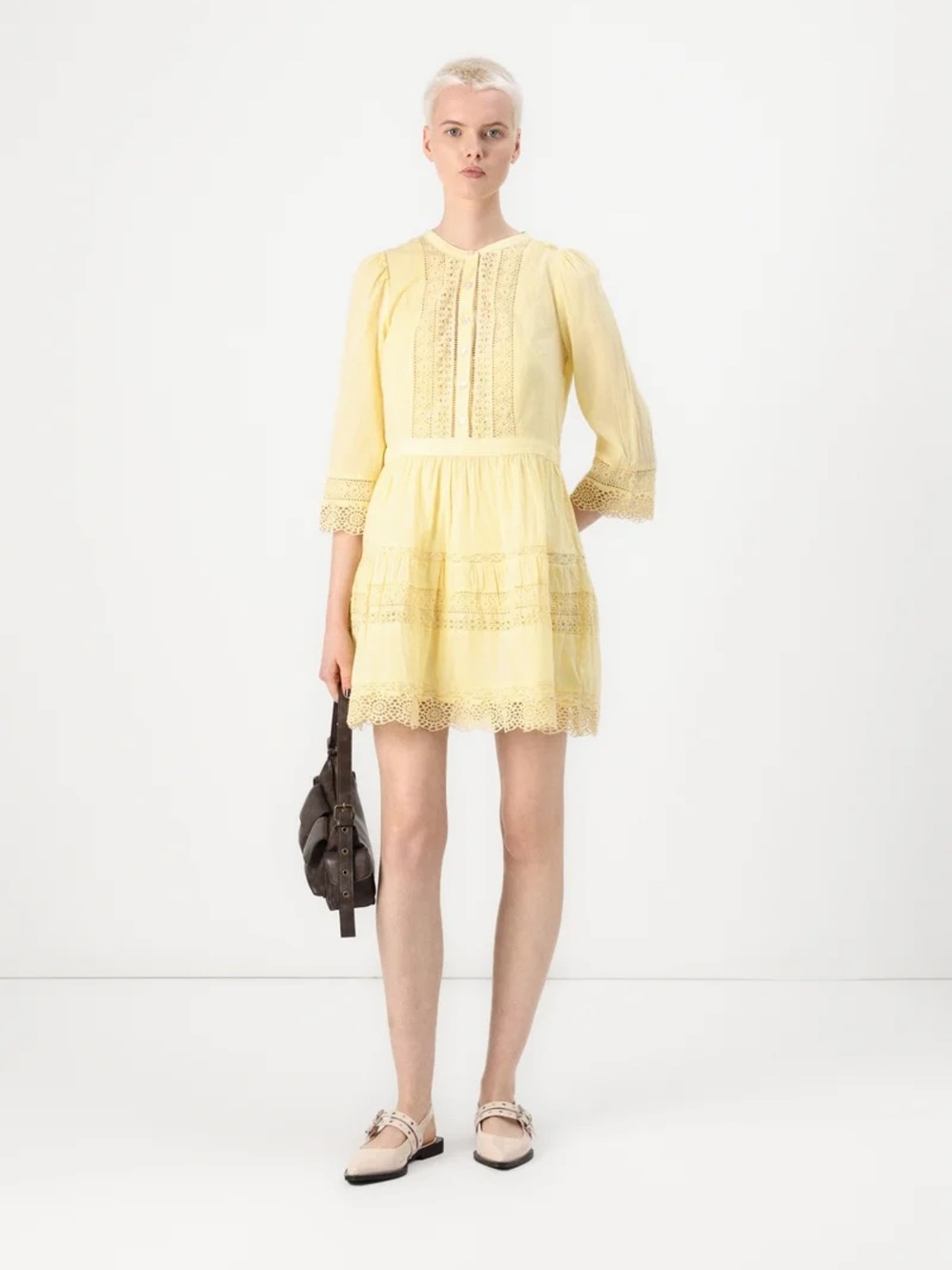 GAP Butter Yellow Lace-Trim Mini Dress